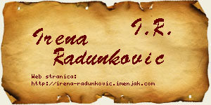 Irena Radunković vizit kartica